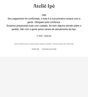 Prévia do modelo Boas-vindas da primeira compra · e-mail 1